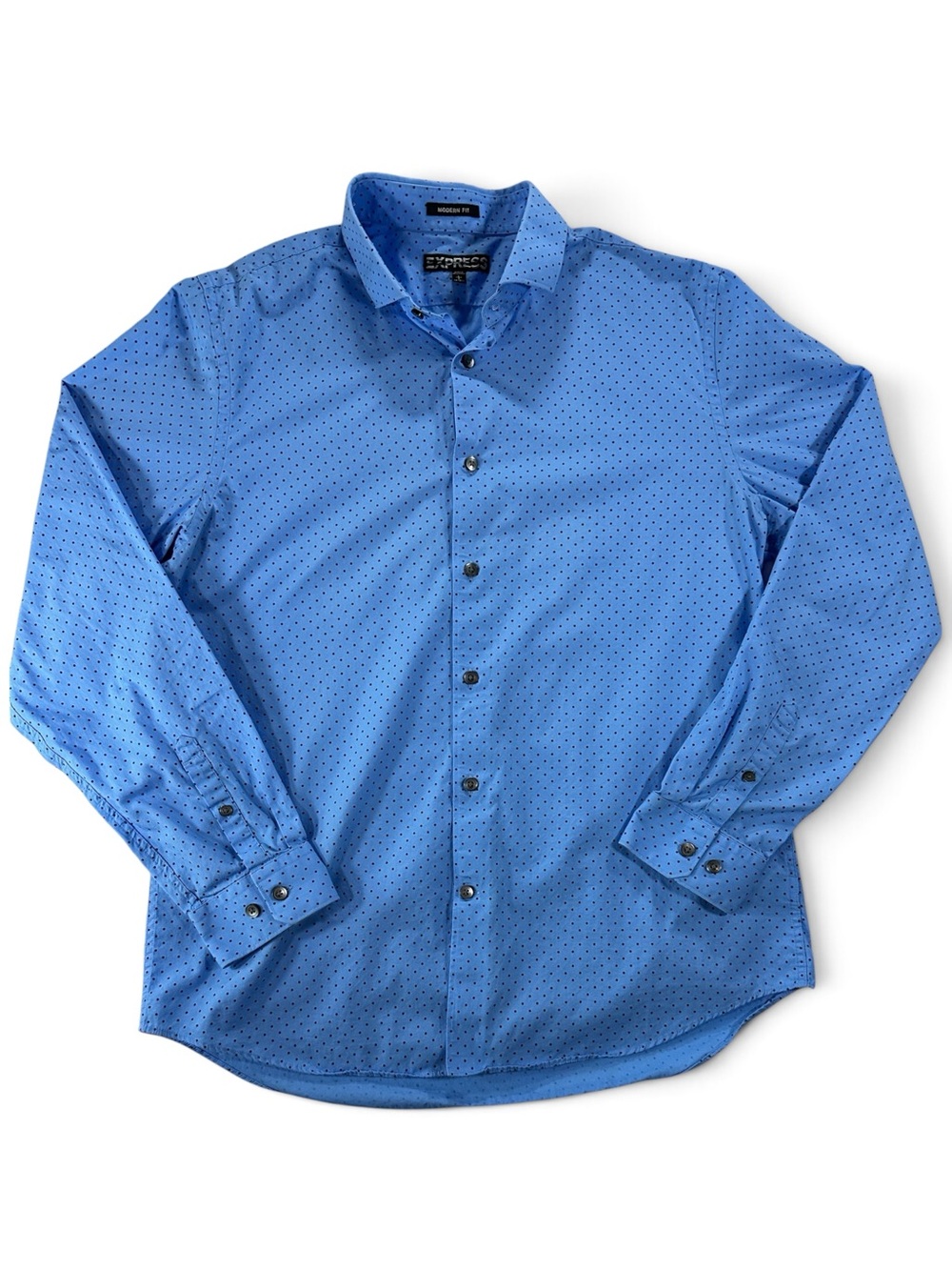 Express Men’s Blue Microdot Button-Up Shirt 16-16 1/2 Large